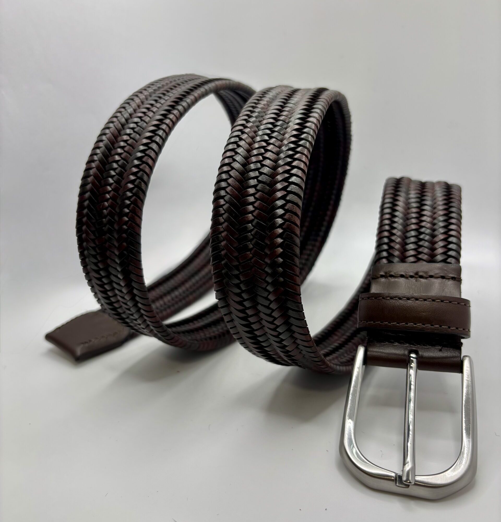 - Cintura in treccia di Pelle elastica Bicolore - 2 varianti colore